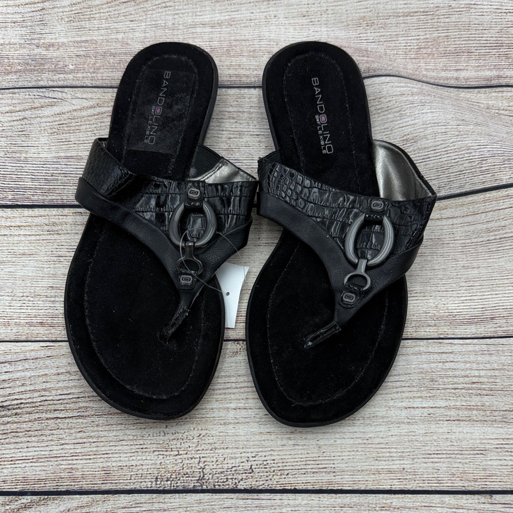 Bandolino Black Croc-Embossed Women's Sandals